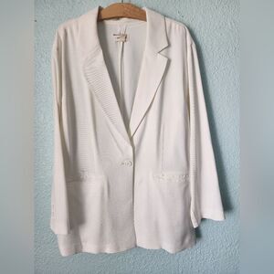 Open Edit Button Front Minimalist versatile  White Blazer